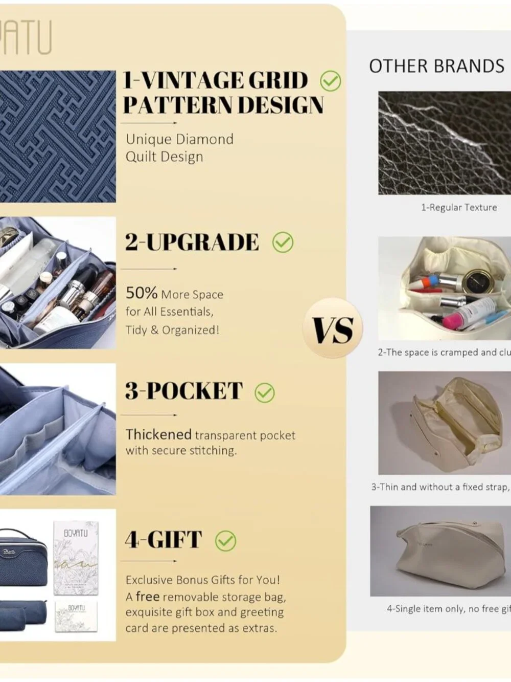 Navy Textured Travel Cosmetic Bag Set with Two Matching Pouches